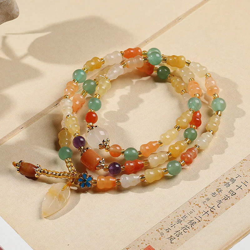 Bracciale Buddha Stones Golden Silk Jade Zucca Ricchezza - Image 3