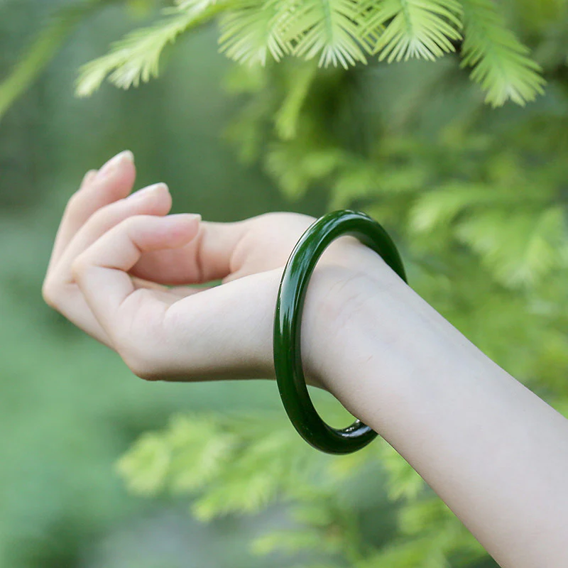 Braccialetto Buddha Stones Cyan Jade Longevity Blessing Bangle - Image 3