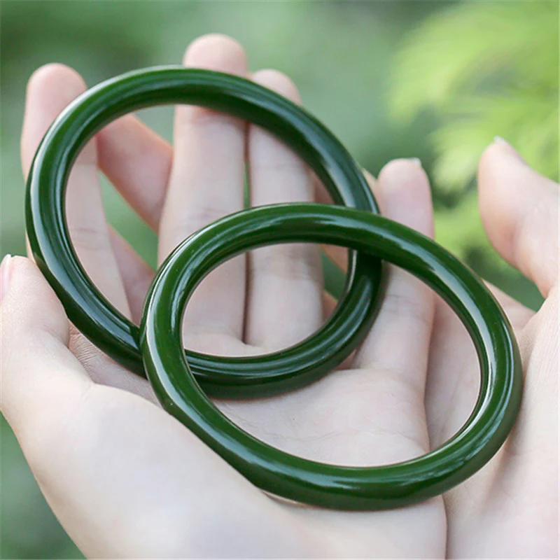 Braccialetto Buddha Stones Cyan Jade Longevity Blessing Bangle - Image 4