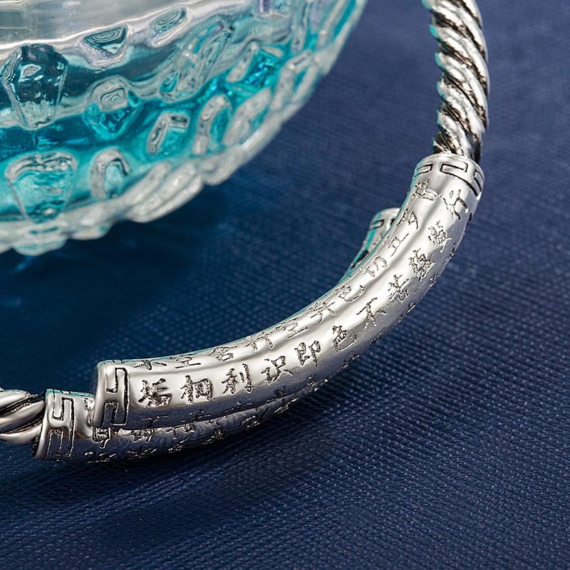 Braccialetto con ciondolo in rame bianco Buddha Stones cuore tibetano Sutra - Image 4