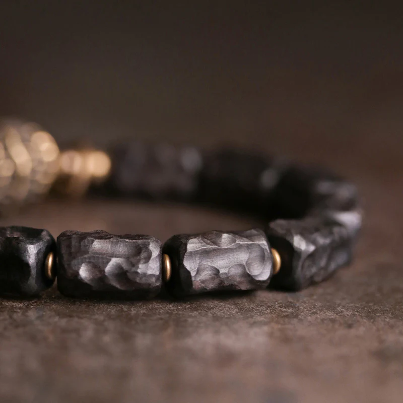 Braccialetto di coppia di protezione dell'equilibrio in legno di ebano e rame Buddha Stones - Image 7
