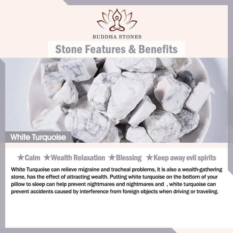 Braccialetto di guarigione Mala di loto turchese bianco Buddha Stones - Image 8