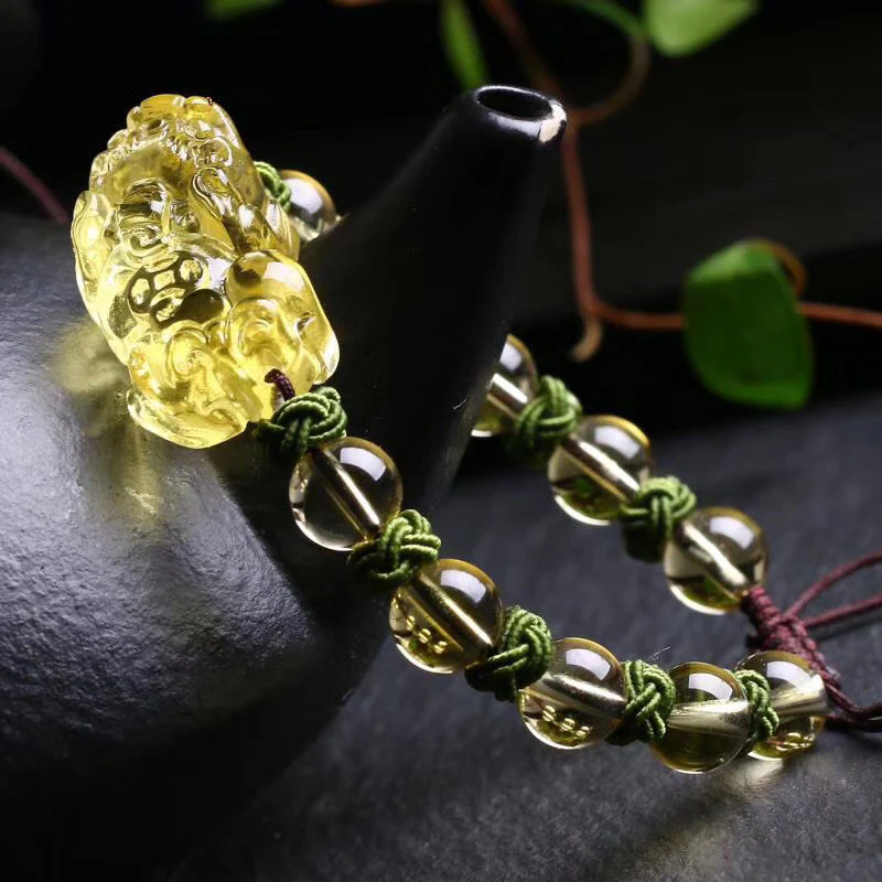 Braccialetto di protezione della ricchezza Pixiu in citrino naturale Buddha Stones - Image 3