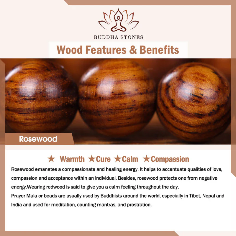 Braccialetto di protezione della tigre con incisione in palissandro tibetano e Buddha Stones - Image 9