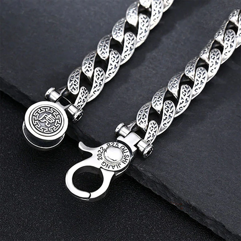 Braccialetto energetico della fortuna inciso con motivo floreale della dinastia Tang e Buddha Stones - Image 5