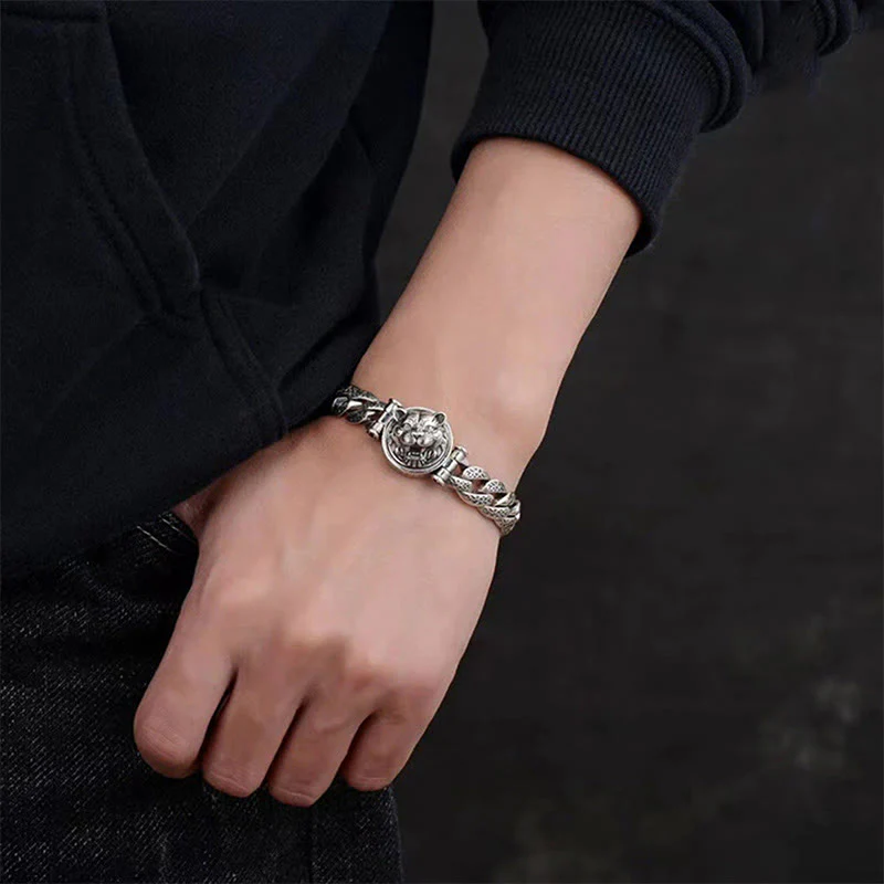 Braccialetto energetico della fortuna inciso con motivo floreale della dinastia Tang e Buddha Stones - Image 9