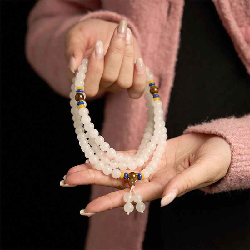 Braccialetto Buddha Stones con 108 perle Mala in quarzite naturale per la ricchezza e la fortuna - Image 6