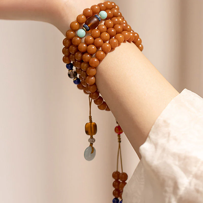 Buddha Stones 108 Perle Bodhi Seed Benedizione Meditazione Bracciale Mala - Image 8