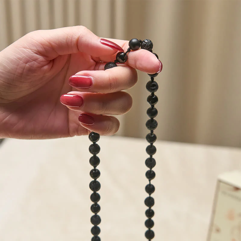 Buddha Stones 8mm Perline Onice Nero Pietra Lavica Nappa Protezione Fortuna Mala - Image 5