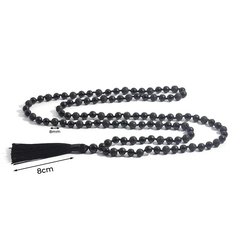 Buddha Stones 8mm Perline Onice Nero Pietra Lavica Nappa Protezione Fortuna Mala - Image 7