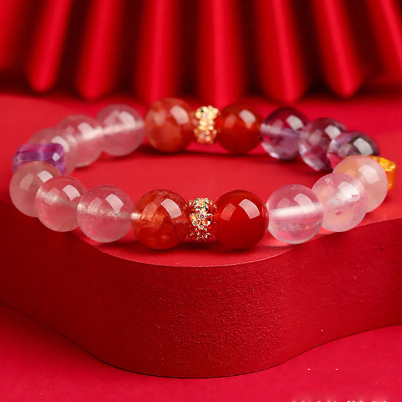 Buddha Stones Cinque Elementi Vari Agata Cristallo Verde Fantasma Quarzo Rutilato Uva Verde Agata Malachite Braccialetto della Fortuna - Image 20