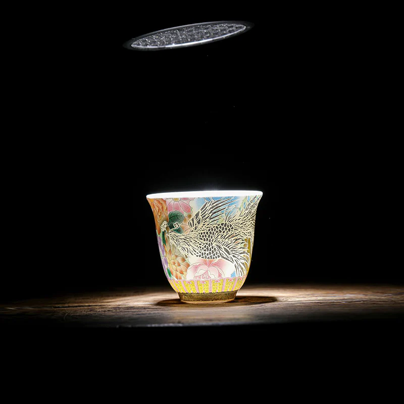 Buddha Stones Drago Fenice Fiori Tazza da tè in ceramica Tazza da tè Kung Fu 50ml - Image 11