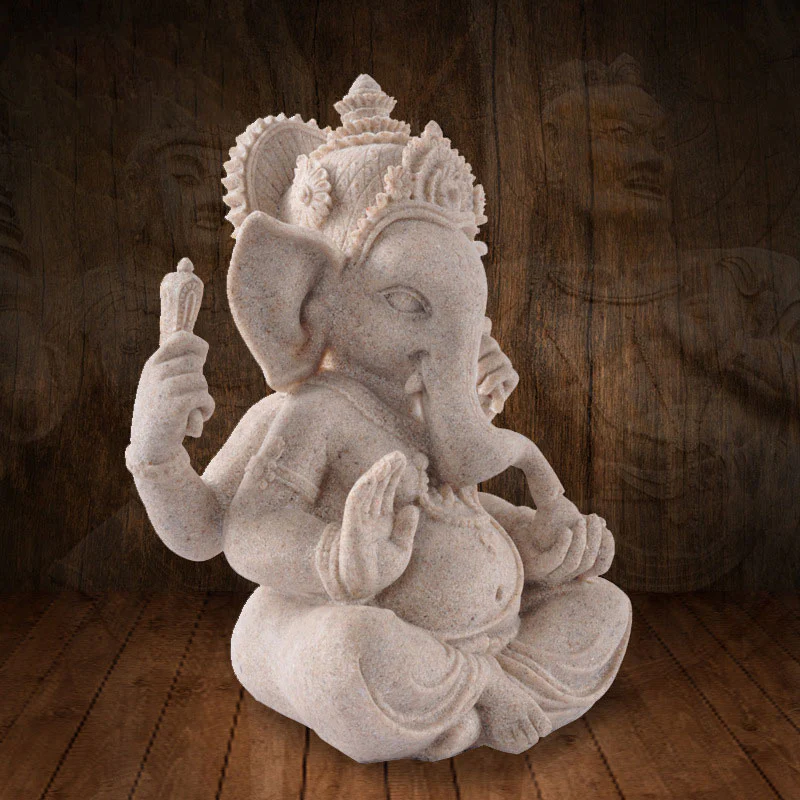 Buddha Stones Ganesh Ganpati Statua Elefante Ricchezza Benedizione Decorazione Casa - Image 4