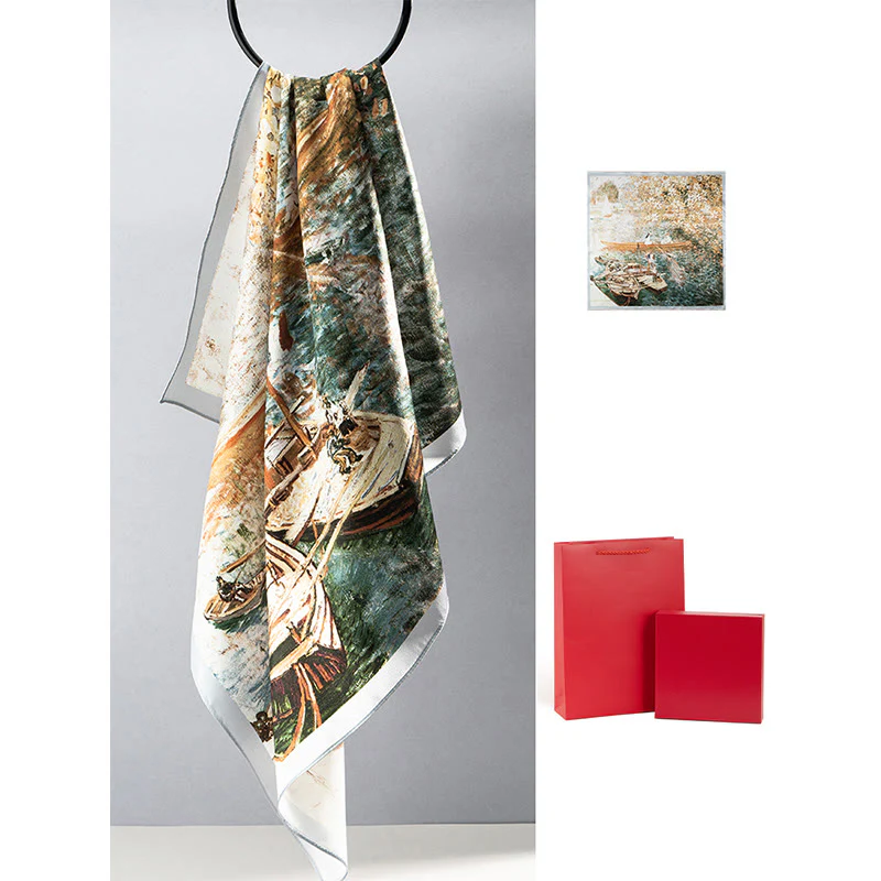 Buddha Stones Jungle Oil Painting Nuvole di buon auspicio Sciarpa in seta di gelso al 100% Sciarpa da collo in seta bifacciale di qualità premium 6A - Image 17