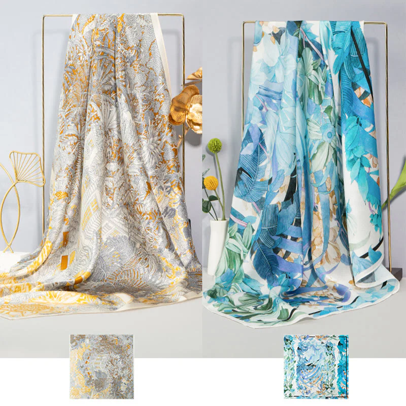 Buddha Stones Jungle Oil Painting Nuvole di buon auspicio Sciarpa in seta di gelso al 100% Sciarpa da collo in seta bifacciale di qualità premium 6A - Image 30