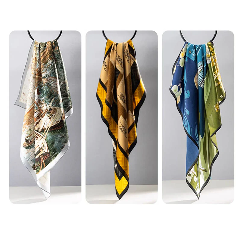 Buddha Stones Jungle Oil Painting Nuvole di buon auspicio Sciarpa in seta di gelso al 100% Sciarpa da collo in seta bifacciale di qualità premium 6A - Image 32