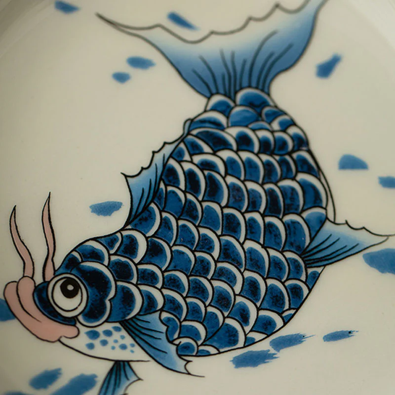 Buddha Stones Koi Fish Arowana Ceramica Gaiwan Sancai Tazza da tè Kung Fu Tazza da tè con coperchio 130ml - Image 22