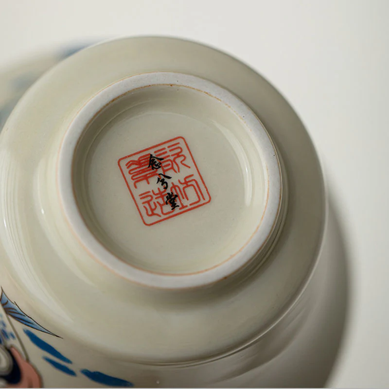 Buddha Stones Koi Fish Arowana Ceramica Gaiwan Sancai Tazza da tè Kung Fu Tazza da tè con coperchio 130ml - Image 23