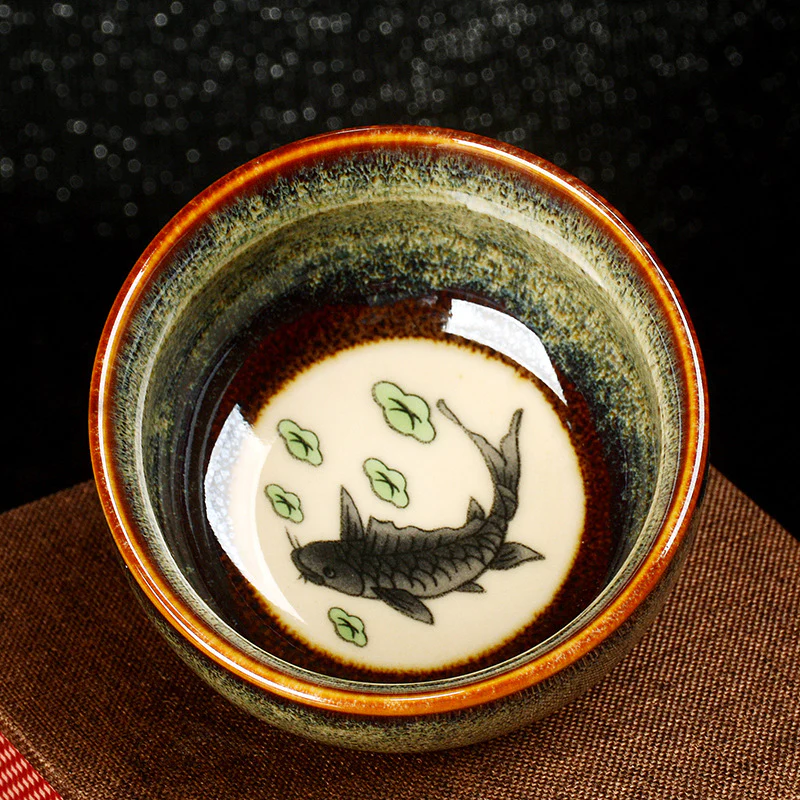 Buddha Stones Lotus Dragon Phoenix Koi Fish Tazza da tè in ceramica cinese Jianzhan Kung Fu Tea Cup 110ml - Image 17