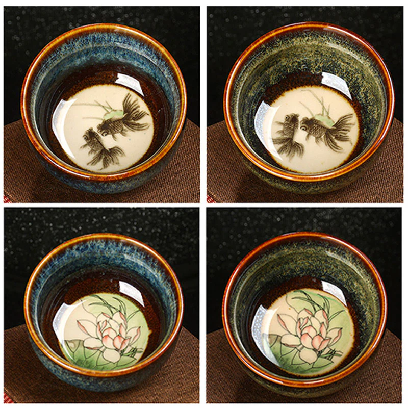 Buddha Stones Lotus Dragon Phoenix Koi Fish Tazza da tè in ceramica cinese Jianzhan Kung Fu Tea Cup 110ml - Image 19