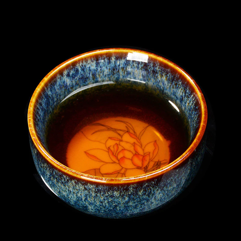 Buddha Stones Lotus Dragon Phoenix Koi Fish Tazza da tè in ceramica cinese Jianzhan Kung Fu Tea Cup 110ml - Image 3