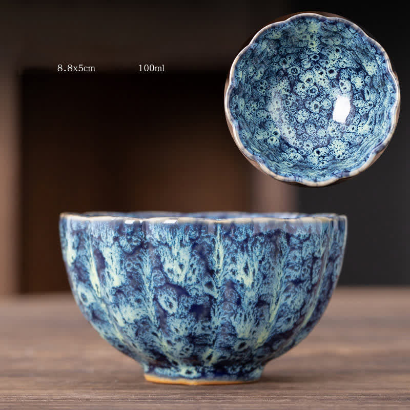 Buddha Stones Peach Blossom Pattern Tazza da tè in ceramica Tazze da tè a forma di fiore - Image 20