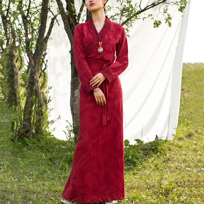 Buddha Stones Tibetan Dress Clothing Lhasa Abito lungo avvolgente Maxi abito Abbigliamento donna - Image 11