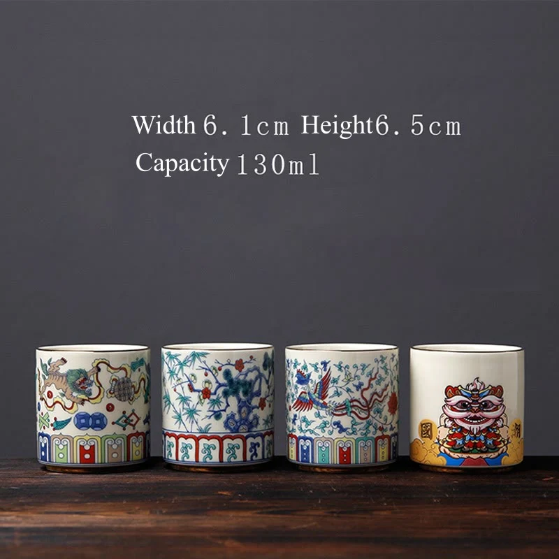 Buddha Stones Vintage Prugna Fiore Pino Bambù Fenice Kirin Leone Danzante Tazza da Tè in Ceramica Tazze da Tè - Image 10