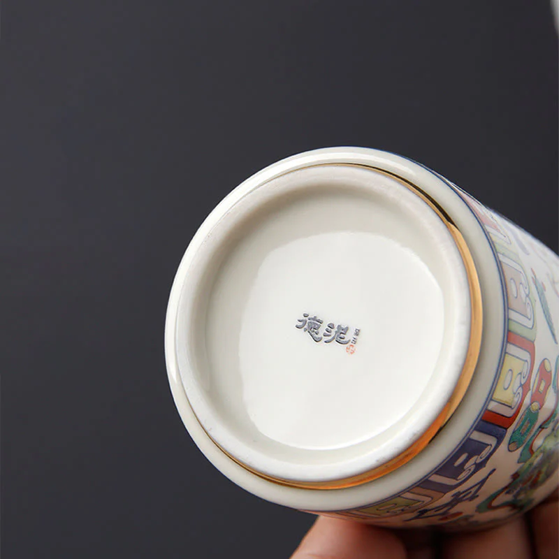 Buddha Stones Vintage Prugna Fiore Pino Bambù Fenice Kirin Leone Danzante Tazza da Tè in Ceramica Tazze da Tè - Image 8