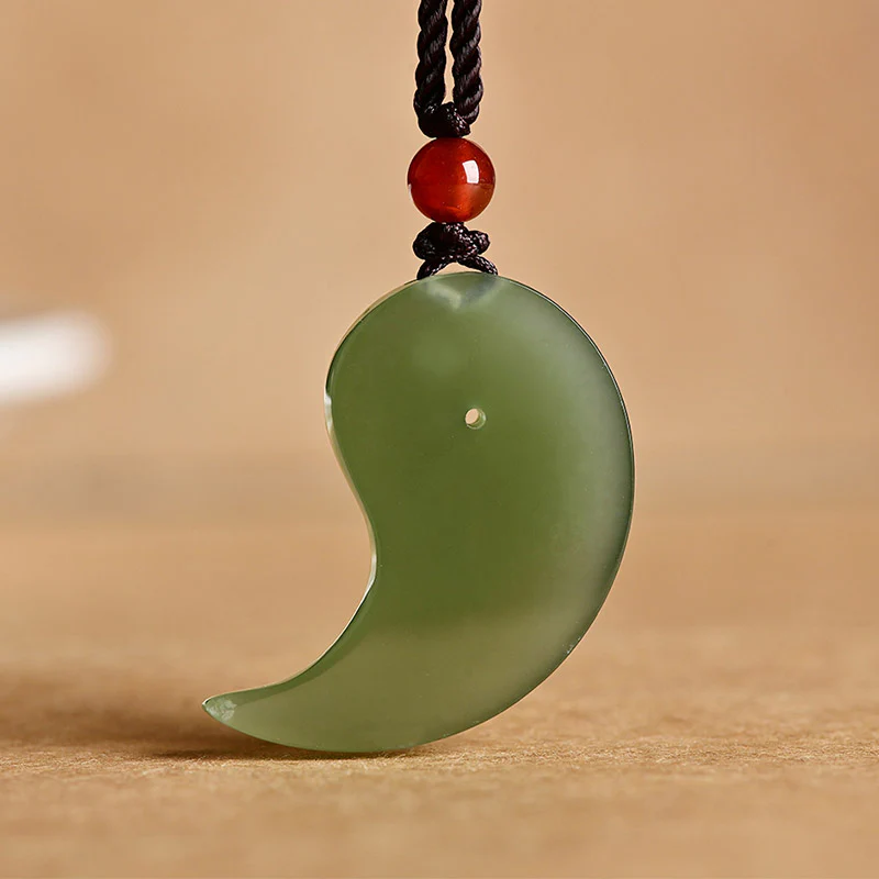 Collana con ciondolo a corda con benedizione di protezione in giada bianca e giada ciano Yin Yang - Image 4