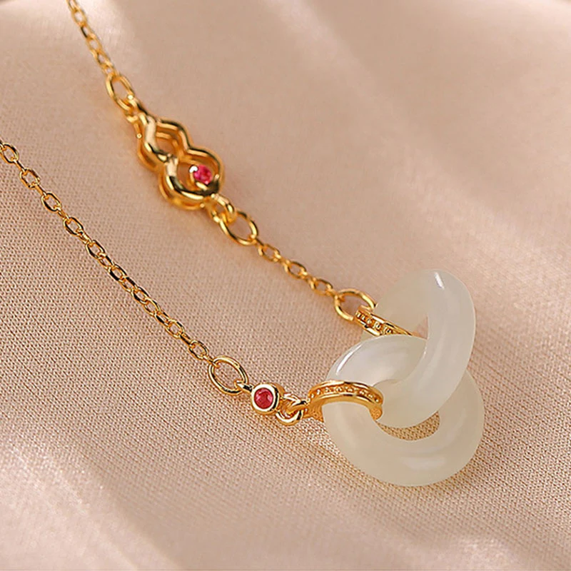 Collana con ciondolo a forma di catena con ciondolo rotondo in argento sterling 925 con Buddha Stones e giada fortunata e prospera - Image 4