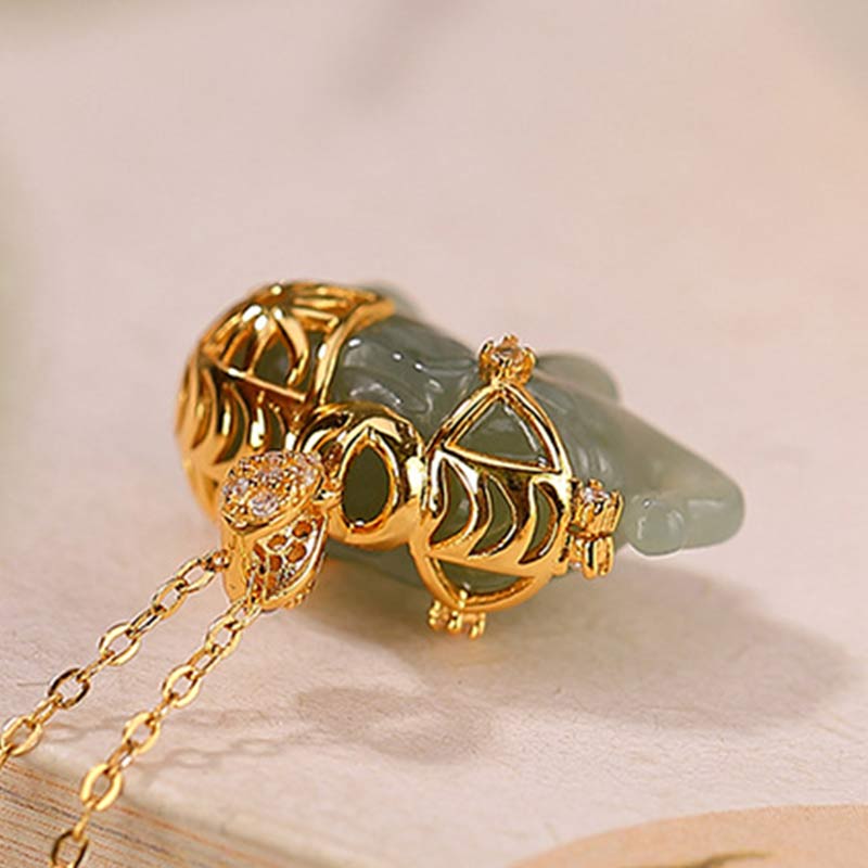 Collana con ciondolo a forma di elefante in argento sterling 925 con Buddha Stones e giada, benedizione e fortuna - Image 8