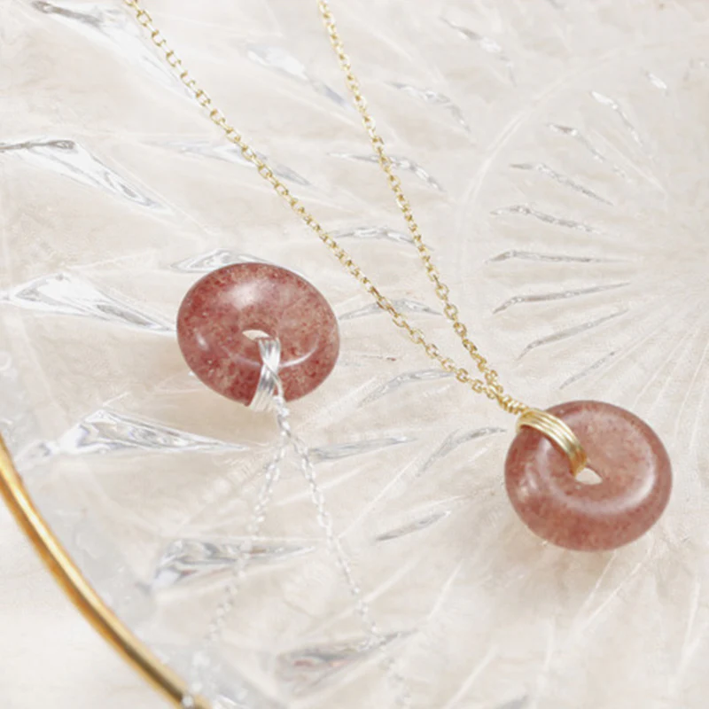 Collana positiva di guarigione al quarzo fragola in argento sterling 925 Buddha Stones - Image 12