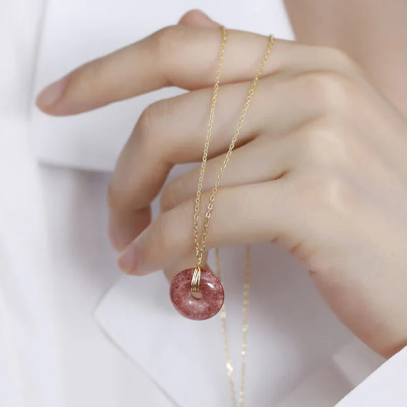 Collana positiva di guarigione al quarzo fragola in argento sterling 925 Buddha Stones - Image 7