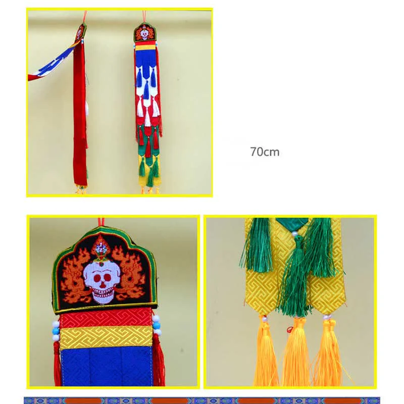 Fiore di loto Otto simboli di buon auspicio Meditazione Illuminazione Nappe colorate Arte murale - Image 25