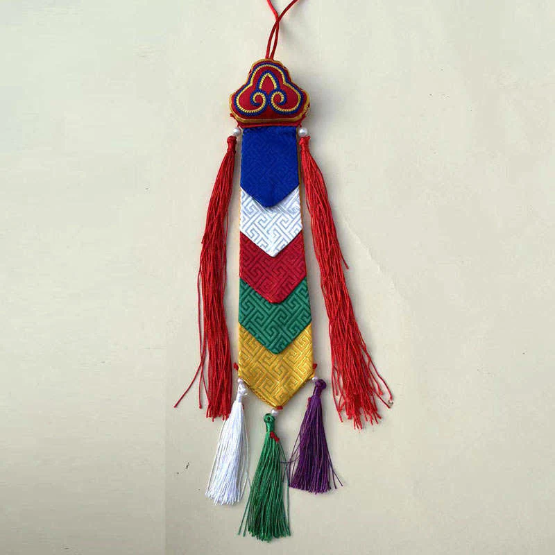 Fiore di loto Otto simboli di buon auspicio Meditazione Illuminazione Nappe colorate Arte murale - Image 6