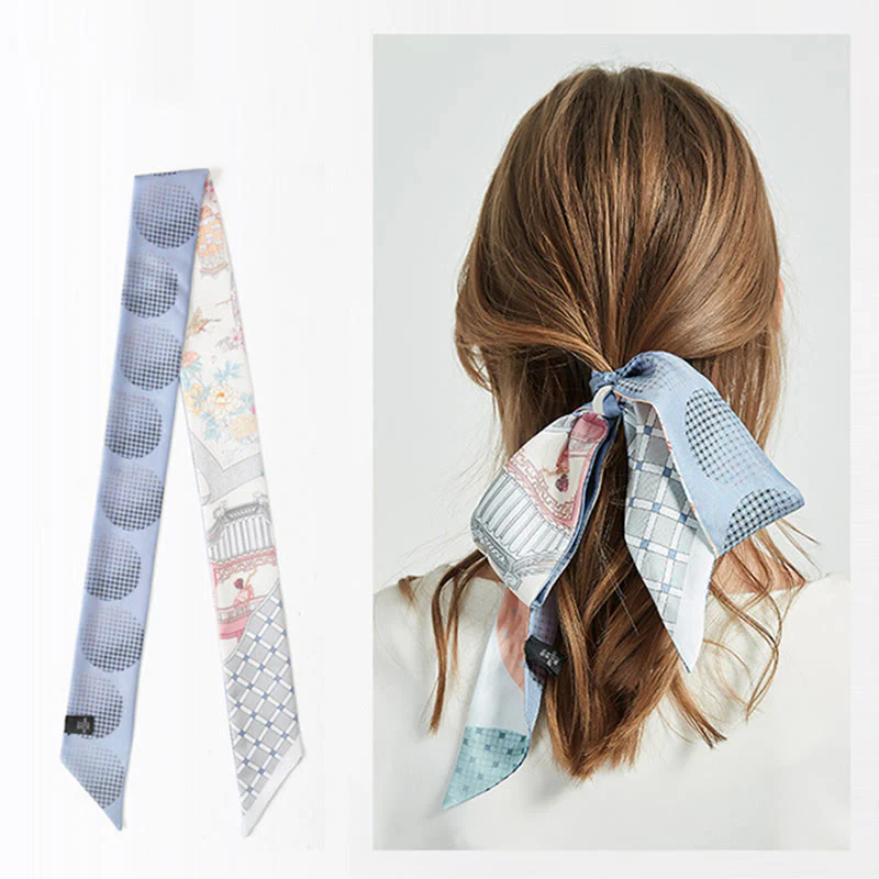 Foulard per capelli in seta 100% gelso Twilly, motivo floreale , Buddha Stones , affreschi di Dunhuang, montagne, tramonto - Image 10