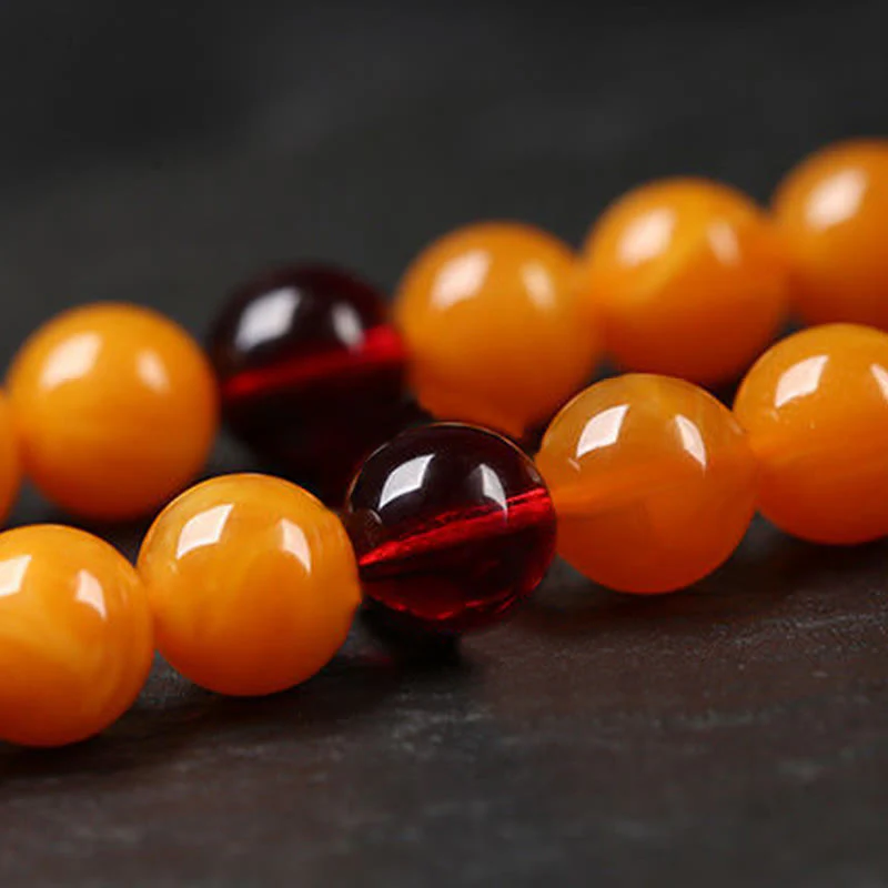 Mala con perline rotonde in ambra tibetana Buddha Stones - Image 8