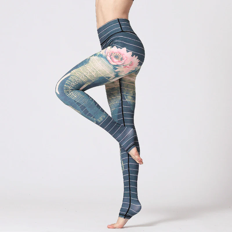 Pantaloni da yoga da donna con stampa floreale e fiori di loto e Buddha Stones - Image 23