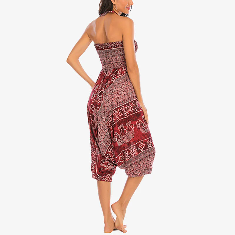 Pantaloni harem larghi e arricciati con motivo a elefante, tuta da yoga da donna, stile Buddha Stones, due stili - Image 9