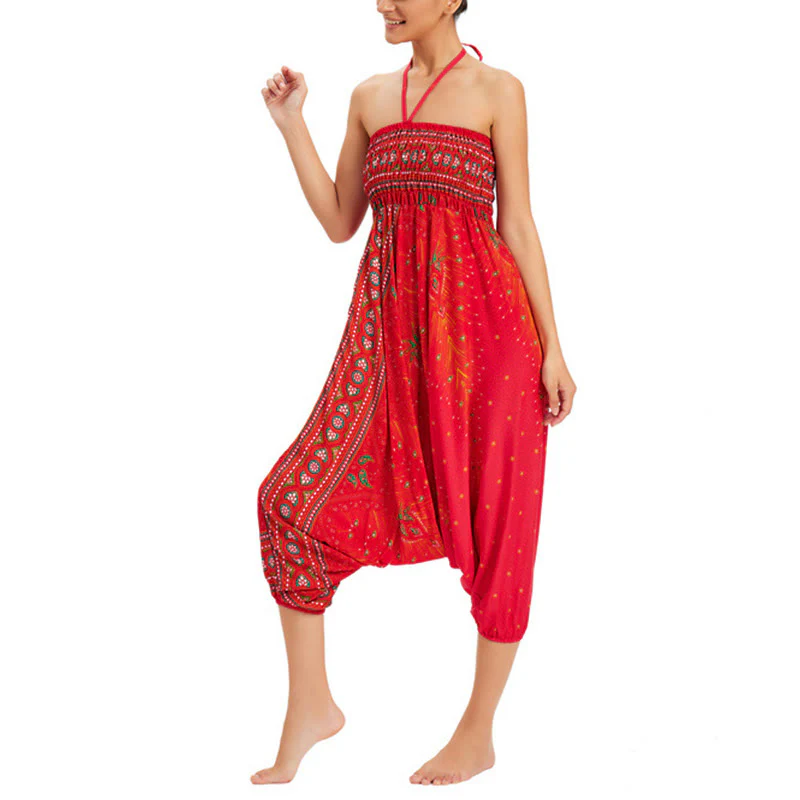 Pantaloni harem larghi e arricciati in piuma di pavone, pantaloni a vita alta, tuta, Buddha Stones Two Style - Image 23