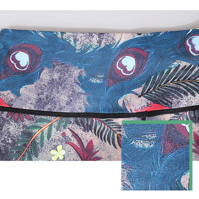 Pantaloni sportivi da yoga con stampa di piume di pavone rosso e blu , Buddha Stones, pantaloni da yoga da donna - Image 14