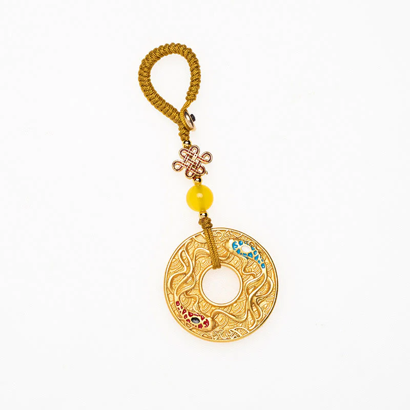 Portachiavi Buddha Stones Double Koi Fish Peace Buckle Wealth Luck - Image 15