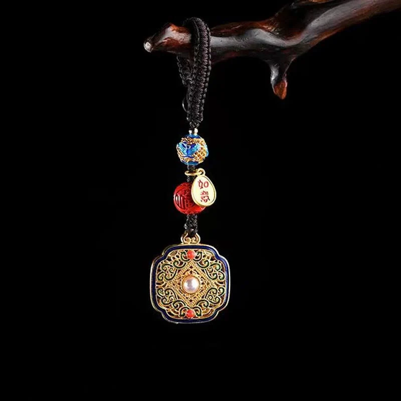 Portachiavi con ciondolo a forma Buddha Stones Fu Character Blessing Ruyi - Image 3