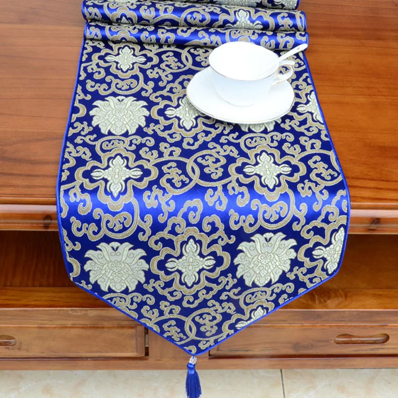 Preghiera Altare Fiore Vajra Drago Modello Tibetano Simboli di Buon Auspicio Nappe Jacquard Runner da Tavolo - Image 6