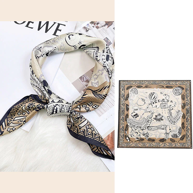 Sciarpa per capelli al collo in seta di gelso al 100%, motivo: Buddha Stones , scena pastorale, mongolfiera, fiori primaverili - Image 29